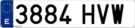 Ejemplo de matrícula española 3884 HVW