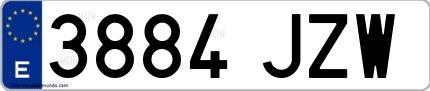 Ejemplo de matrícula española 3884 JZW