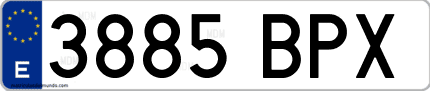 Ejemplo de matrícula de coche ordinaria 3885 BPX