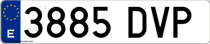 Ejemplo de matrícula de coche ordinaria 3885 DVP