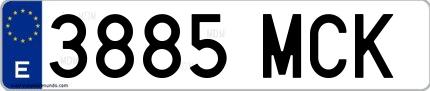 Ejemplo de matrícula española 3885 MCK