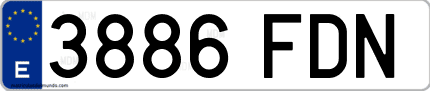 Ejemplo de matrícula de coche ordinaria 3886 FDN
