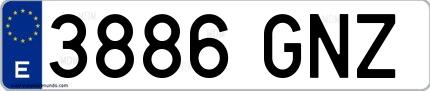 Ejemplo de matrícula española 3886 GNZ