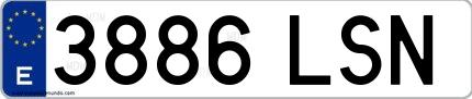 Ejemplo de matrícula española 3886 LSN
