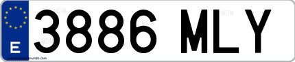 Ejemplo de matrícula de coche ordinaria 3886 MLY