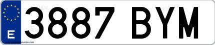 Ejemplo de matrícula española 3887 BYM