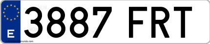 Ejemplo de matrícula de coche ordinaria 3887 FRT