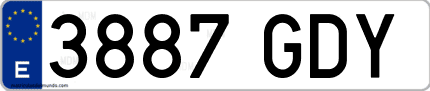 Ejemplo de matrícula de coche ordinaria 3887 GDY