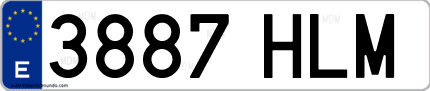 Ejemplo de matrícula de coche ordinaria 3887 HLM