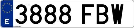 Ejemplo de matrícula española 3888 FBW