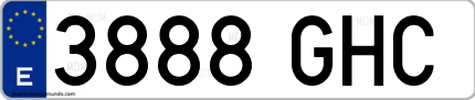 Ejemplo de matrícula de coche ordinaria 3888 GHC