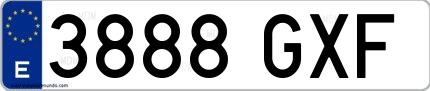 Ejemplo de matrícula española 3888 GXF