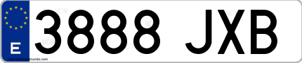 Ejemplo de matrícula de coche ordinaria 3888 JXB