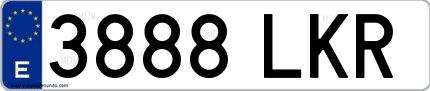 Ejemplo de matrícula española 3888 LKR