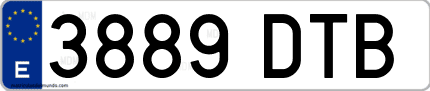Ejemplo de matrícula de coche ordinaria 3889 DTB