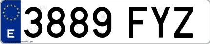 Ejemplo de matrícula española 3889 FYZ