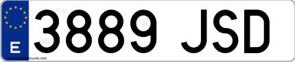 Ejemplo de matrícula española 3889 JSD