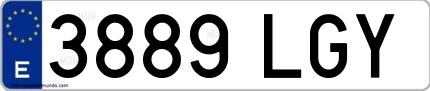 Ejemplo de matrícula española 3889 LGY
