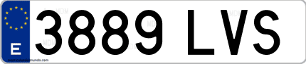 Ejemplo de matrícula de coche ordinaria 3889 LVS
