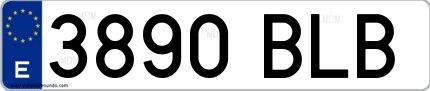Ejemplo de matrícula de coche ordinaria 3890 BLB