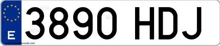 Ejemplo de matrícula española 3890 HDJ