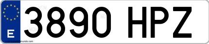 Ejemplo de matrícula española 3890 HPZ