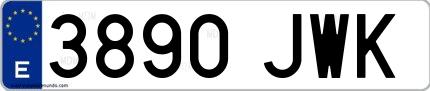 Ejemplo de matrícula española 3890 JWK