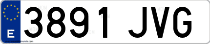 Ejemplo de matrícula de coche ordinaria 3891 JVG