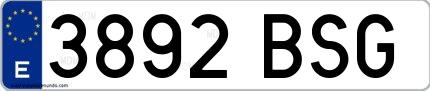 Ejemplo de matrícula española 3892 BSG