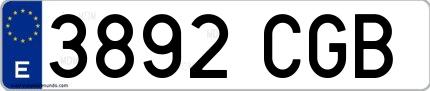 Ejemplo de matrícula española 3892 CGB