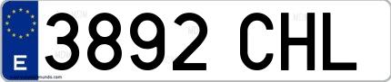 Ejemplo de matrícula española 3892 CHL