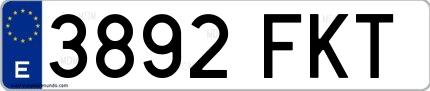 Ejemplo de matrícula española 3892 FKT