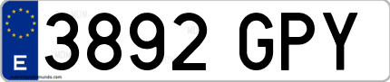 Ejemplo de matrícula de coche ordinaria 3892 GPY