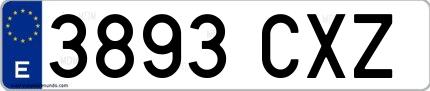 Ejemplo de matrícula española 3893 CXZ