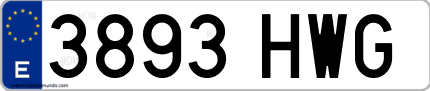 Ejemplo de matrícula de coche ordinaria 3893 HWG