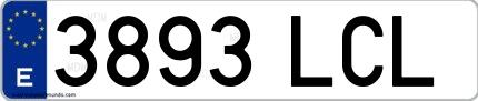 Ejemplo de matrícula española 3893 LCL