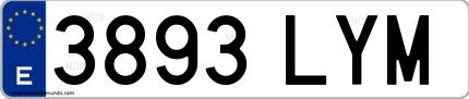 Ejemplo de matrícula española 3893 LYM