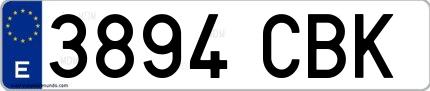 Ejemplo de matrícula española 3894 CBK
