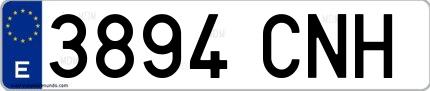 Ejemplo de matrícula española 3894 CNH