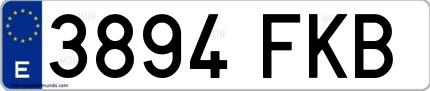Ejemplo de matrícula española 3894 FKB