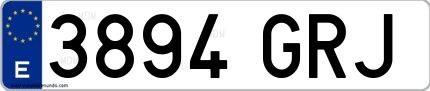 Ejemplo de matrícula española 3894 GRJ