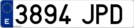 Ejemplo de matrícula de coche ordinaria 3894 JPD