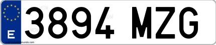 Ejemplo de matrícula de coche ordinaria 3894 MZG