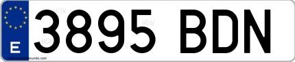 Ejemplo de matrícula española 3895 BDN