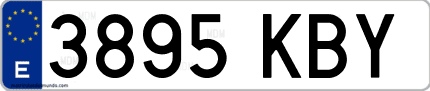 Ejemplo de matrícula de coche ordinaria 3895 KBY