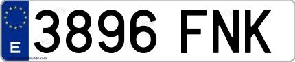 Ejemplo de matrícula española 3896 FNK