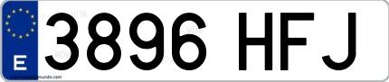 Ejemplo de matrícula española 3896 HFJ