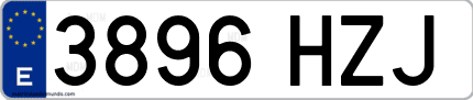 Ejemplo de matrícula de coche ordinaria 3896 HZJ
