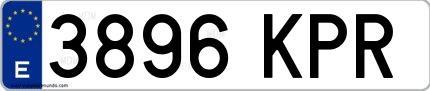 Ejemplo de matrícula española 3896 KPR