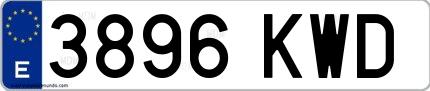 Ejemplo de matrícula española 3896 KWD
